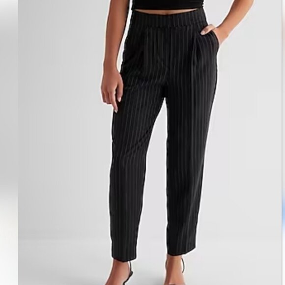 Express NEW Stylist Super High-Rise Pinstripe Ankle Pants Size 8 - Picture 2 of 15